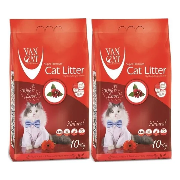 Vancat Natural İnce Taneli 10 Kg/11.8 Lt 2'li Bentonit Kedi Kumu - Görsel 3