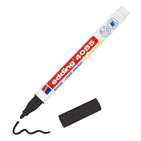 Edding 4085 Kara Tahta Ve Cam İçin 1-2 Mm Yuvarlak Uçlu Likit Tebeşir Kalemi Siyah