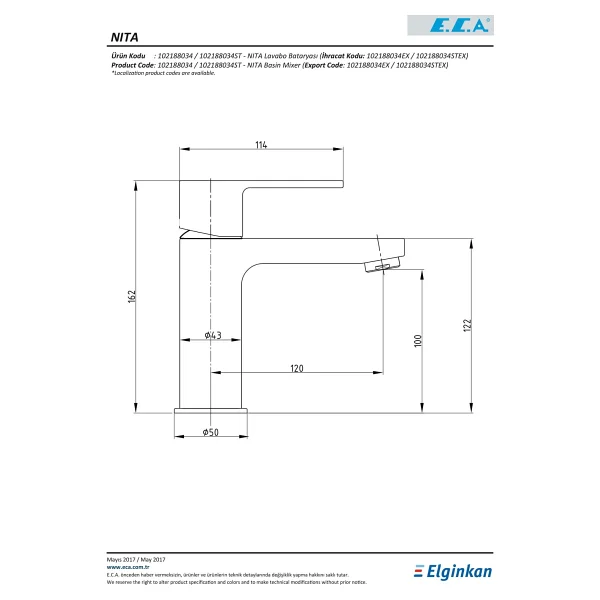 E.C.A. Nita 102188034 Lavabo Bataryası - Görsel 4