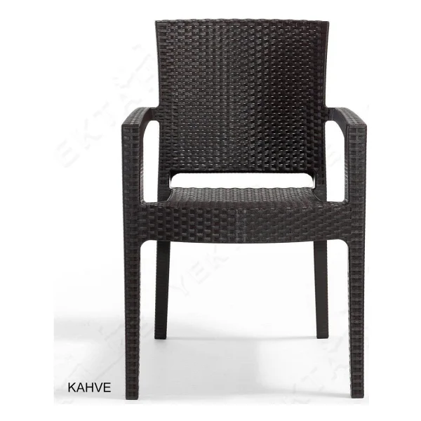 Novussi 4 Adet Novussi Paris Rattan Kollu Sandalye Koltuk Kahve - Görsel 2