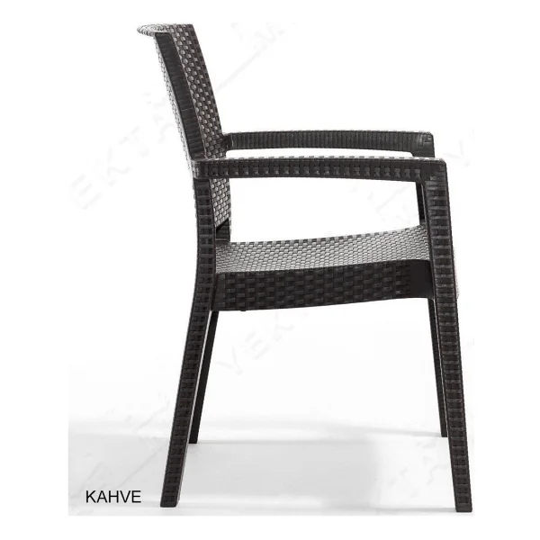 Novussi 4 Adet Novussi Paris Rattan Kollu Sandalye Koltuk Kahve - Görsel 3