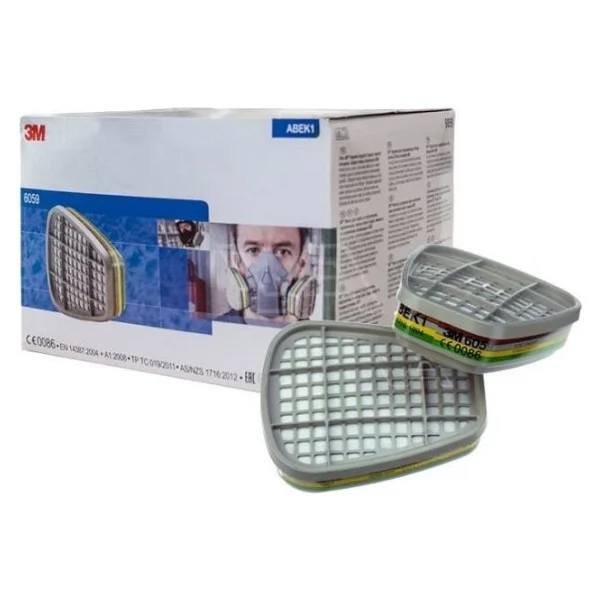 3m 3m 6059 Abek1 Organik,İnorganik,Asit,Amonyak Gazı Ve Buhar Filtre Siyah - Görsel 3