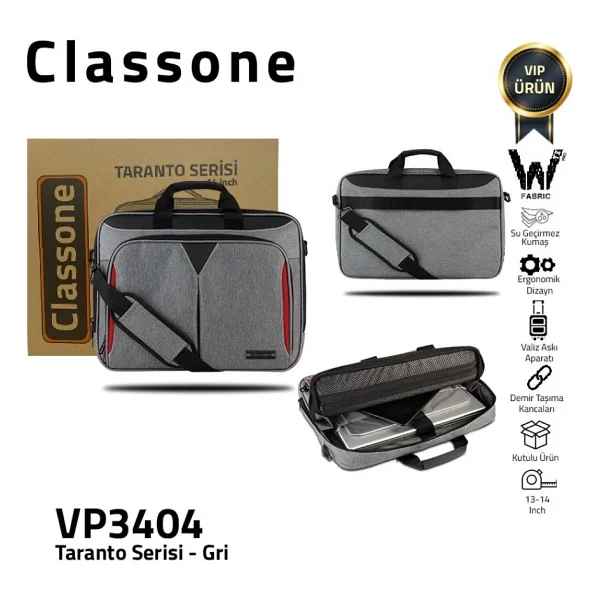 Classone Taranto Vp3404 Gri 14" Laptop Çantası - Görsel 2