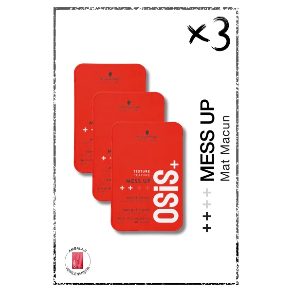 Osis Mess Up Mat Şekillendirici Macun 100ml X 3 Adet Orta Tutuş Mat Görünüm Kolay Şekil Esnek Wax - Şeffaf - Görsel 5