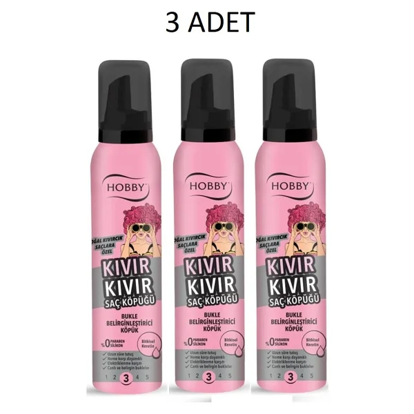 Hobby Kıvır Kıvır Bukle Belirginleştirici 150 Ml 3 Adet Saç Köpüğü - Görsel 2