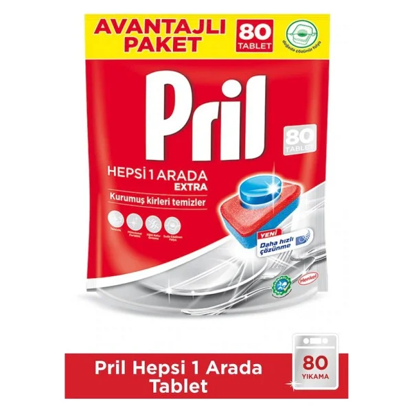 Pril Hepsi Bir Arada Extra Bulaşık Makinesi Tableti 80 Adet - Güçlü Temizlik, Parlaklık ve Leke Koruması - Görsel 6