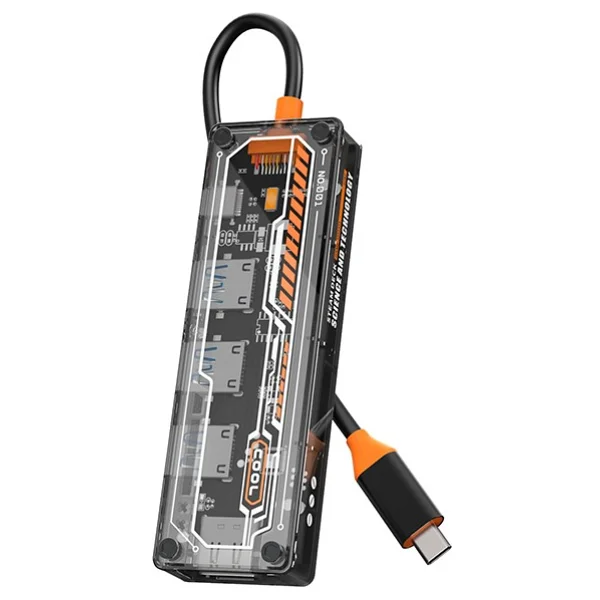 Ally 5in1 Type-C To Usb3.0 + Usb2.0 x2 + Type-C Pd 100W + HDMI Çoğaltıcı Transparan Hub - Görsel 7