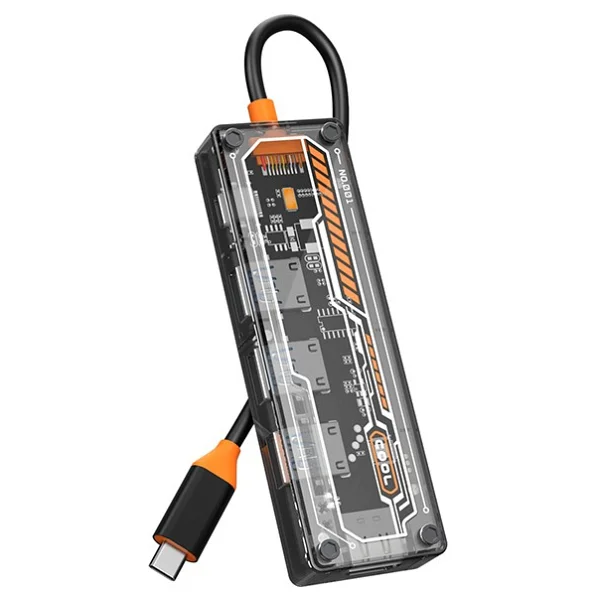 Ally 5in1 Type-C To Usb3.0 + Usb2.0 x2 + Type-C Pd 100W + HDMI Çoğaltıcı Transparan Hub - Görsel 2