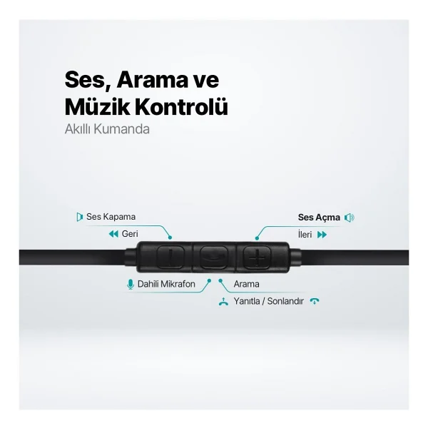 Ttec Hd Mikrofonlu Ergonomik Kulakiçi Kablolu Type-C Kulaklık, Kumanda Kontrollü Stereo Sesli Kulaklık - Görsel 3