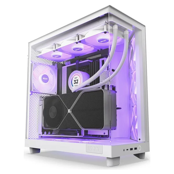 Nzxt H6 Flow Cc-H61fw-R1 RGB Fanlı Beyaz Atx Oyuncu Kasası - Görsel 6