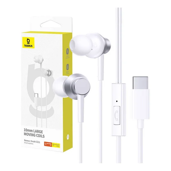 Baseus Encok Cz11 Type-C Beyaz Kablolu Kulak İçi Kulaklık - Görsel 2