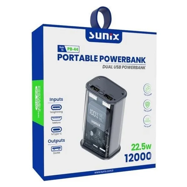 Sunix Pb-44 Gri 12000 mAh Powerbank - Görsel 3