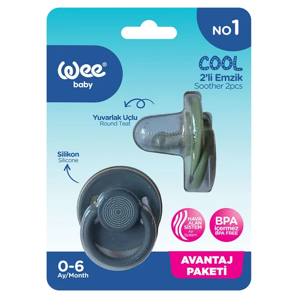 Wee Baby Cool Yuvarlak Uçlu Silikon No:1 0-6 Ay 2'li Emzik - Görsel 7