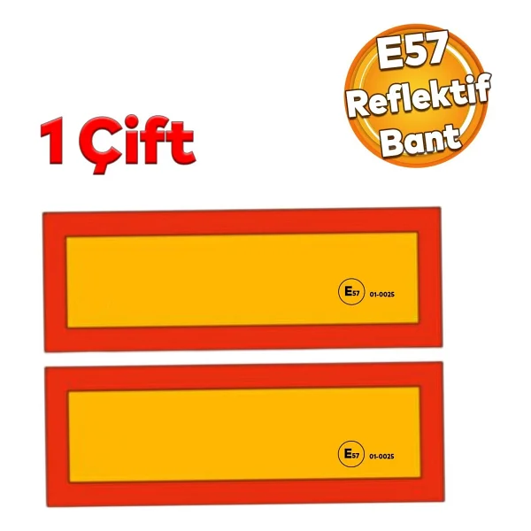 Badem10 Tüvtürk Uyumlu E57 Reflektörlü Fosforlu Tır Kamyon Dorse Çekici Arkası Bant 20 Cm X 56.5 Cm 1 Çift - Görsel 5
