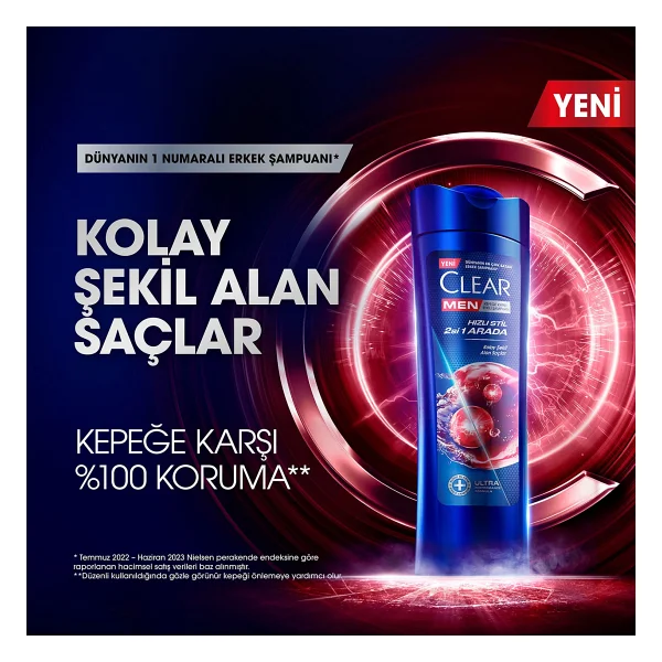 Clear Men Hızlı Stil 2'si 1 arada 350 ml Kepek Şampuanı - Görsel 7