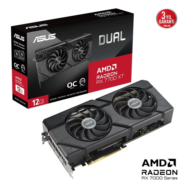 Asus RX 7700 Xt Dual Oc Edition Dual-Rx7700xt-O12g 192 Bit Gddr6 12 GB Ekran Kartı - Görsel 2