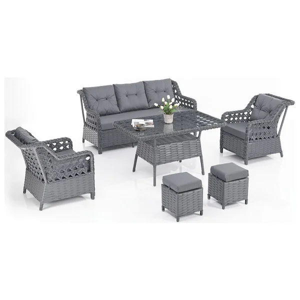 Evdemo Eren 3+1+1+Masa Puflu Rattan Kahverengi Bahçe & Balkon Takımı - Görsel 8