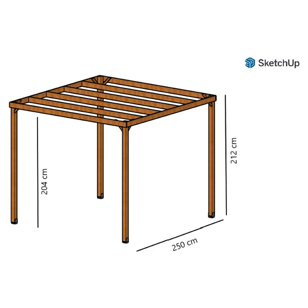 Pinoxi Smart Pergole Ahşap Bahçe Çardağı 6 Kişilik Modern Dikdörtgen Tasarım Metal Ayaklı Dayanıklı - 1 - Görsel 5