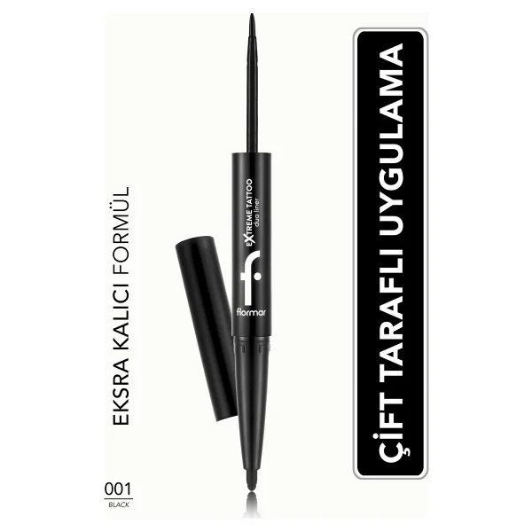 Flormar Extreme Tattoo Duo 001 Black 2'si 1 Arada Göz Kalemi & Eyeliner - Görsel 6
