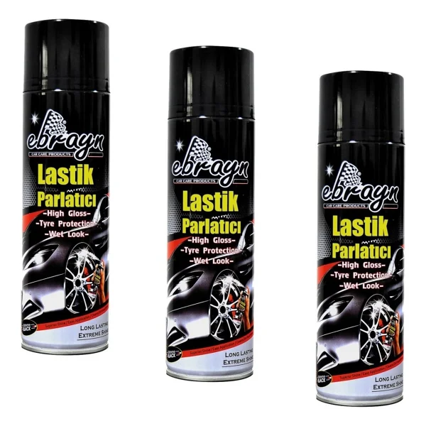 Ebrayn Premium Lastik Parlatıcı 500 Ml Koruyucu Aerosol Sprey (3 Adet) Yüksek Parlaklık Sağlar - Görsel 4