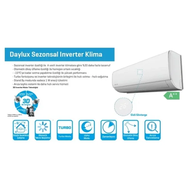 Daylux Dtxp35a A++ 12000 Btu Inverter Duvar Tipi Klima - Görsel 5