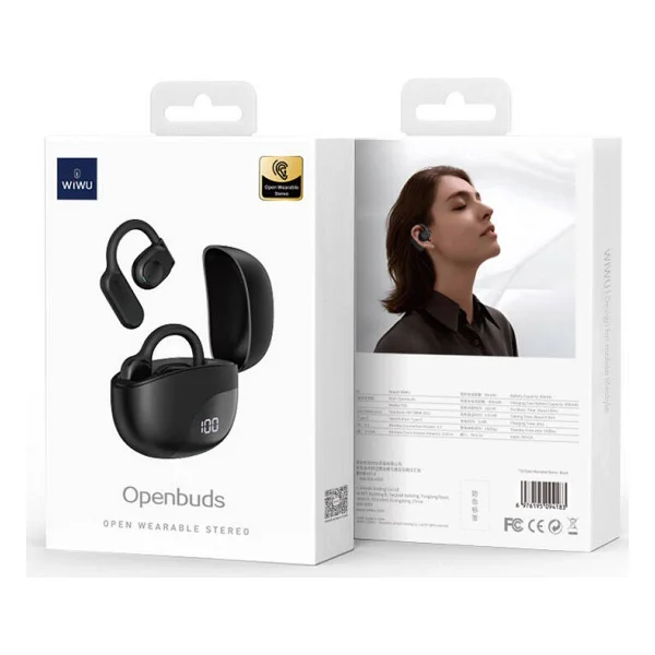 Wiwu T20 Openbuds TWS Siyah Kulak İçi Bluetooth Kulaklık - Görsel 5