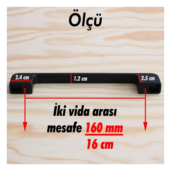 Badem10 Arel Kulp Mobilya Mutfak Dolabı Çekmece Dolap Kulpları Kapak Kulpu Kulbu Siyah 160 Mm Metal - Görsel 5