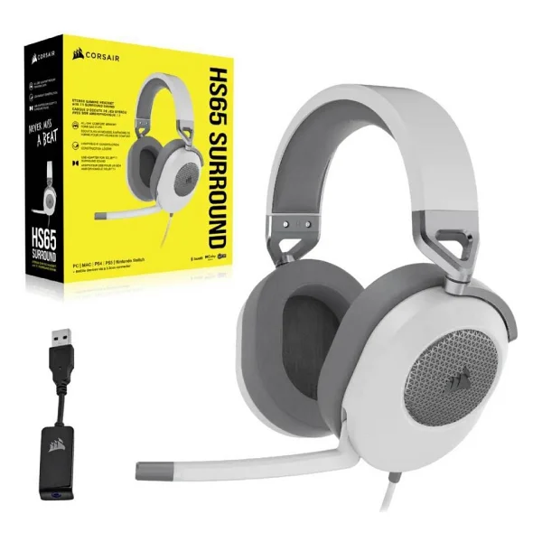 Corsair Hs65 Surround Ca-9011271-Eu Beyaz 7.1 Kablolu Kulak Üstü Oyuncu Kulaklığı - Görsel 2