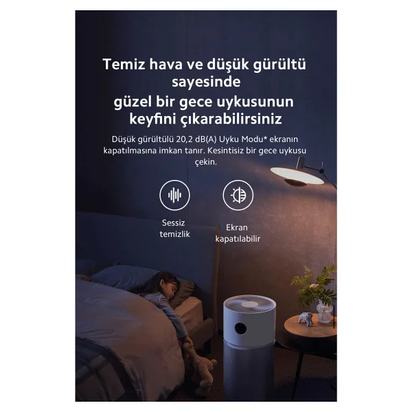 Xiaomi 3ü 1 Arada Filtreleme Sistemi Elite Hava Temizleyici, Hepa Filtre - Üstün Teknoloji - Onerous Lambader Hediye - Gümüş - Görsel 4