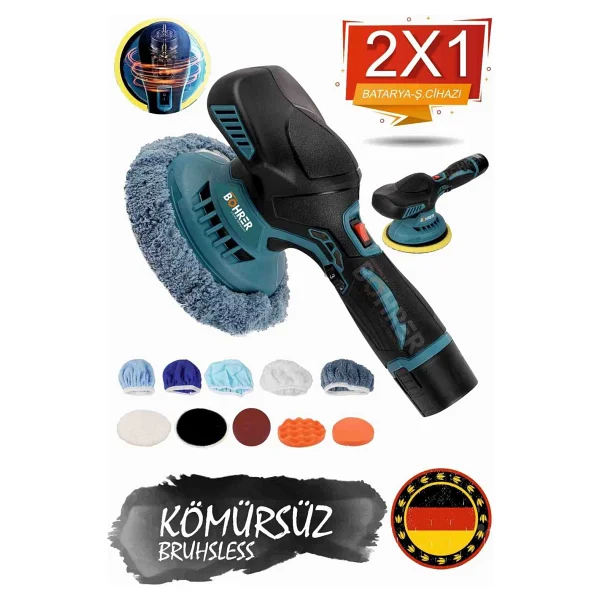 Böhrer Alman V258 5ah Devirli Kömürsüz Akülü Araç,Parke,Mermer,Ahşap Polisaj Cila Pasta Parlatma Makinesi - Görsel 3