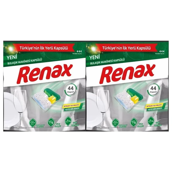 RENAX Bulaşık Makinesi Kapsülü 88 Adet Hepsi Bir Arada Yağ ve Kireç Çözücü Kokulu - Görsel 9
