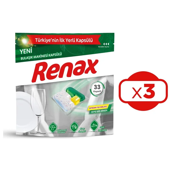 Renax Hepsi Bir Arada Bulaşık Makinesi Tableti 33'lü 3 Adet - Görsel 4