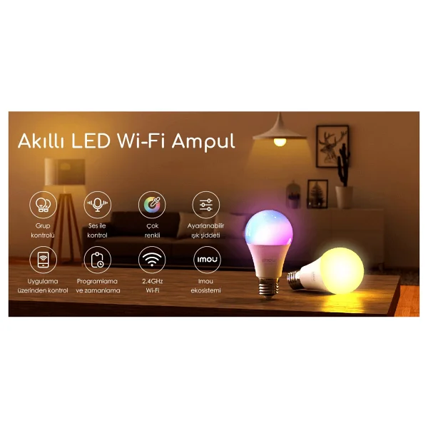 Imou Akıllı LED Wi-Fi Ampul / Çok Renkli - Ayarlanabilir Işık Şiddeti - Programlama Ve Zamanlama - Uygulama Üzerinden Kontrol - E27 Duy (Cl1b-5-E27) - Görsel 5