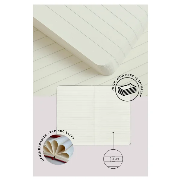 Victoria's Journals Nota Bene Classic Sert Kapak Defter, 9x14 Cm, Çizgili - Fuşya - Görsel 4