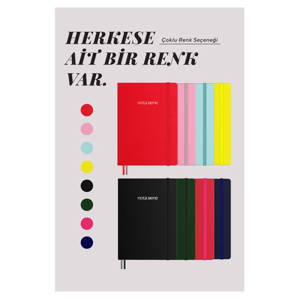 Victoria's Journals Nota Bene Classic Sert Kapak Defter, 9x14 Cm, Çizgili - Fuşya - Görsel 6