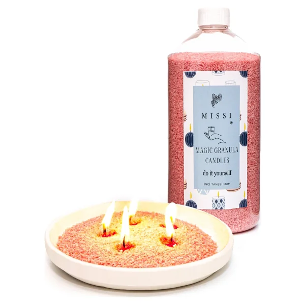 Missi Yaratıcı İnci Tozu Vanilya Sandal Kokulu Pembe Mum (30 Adet Fitil İle Birlikte)-400 Gr - Görsel 5