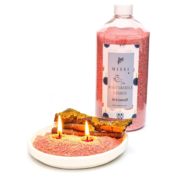Missi Yaratıcı İnci Tozu Vanilya Sandal Kokulu Pembe Mum (30 Adet Fitil İle Birlikte)-400 Gr - Görsel 3