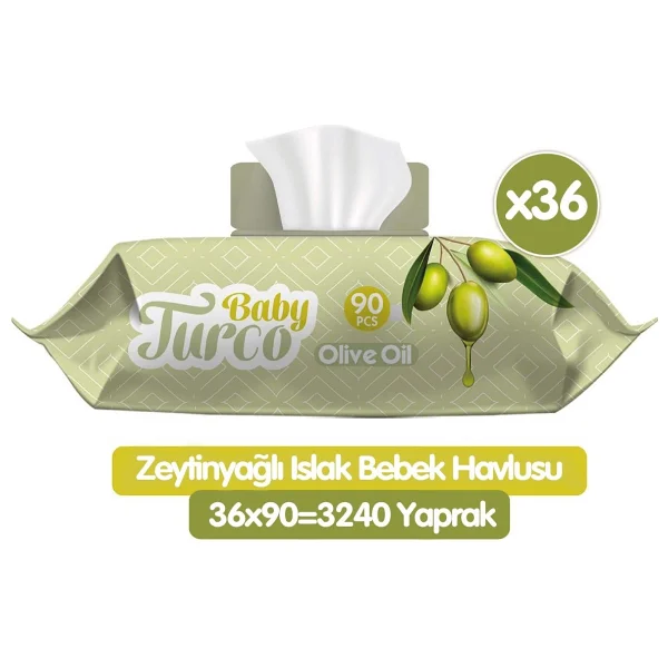 Baby Turco Zeytinyağlı 90 Yaprak 36'lı Paket Islak Bebek Havlusu - Görsel 7