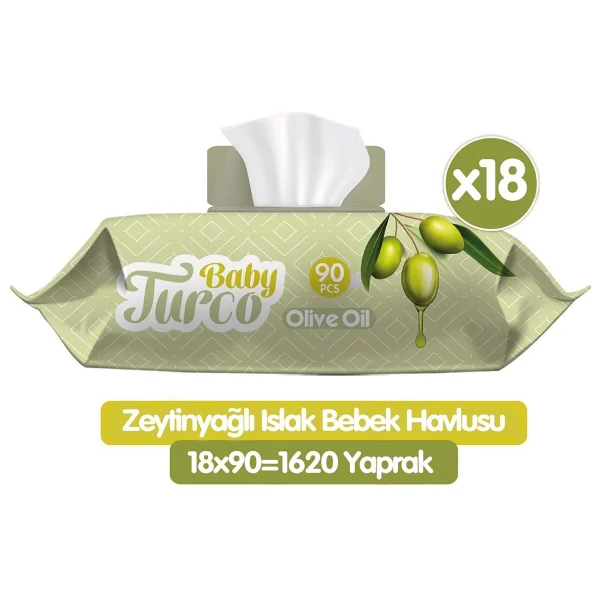 Baby Turco Zeytinyağlı 90 Yaprak 18'li Paket Islak Bebek Havlusu - Görsel 7