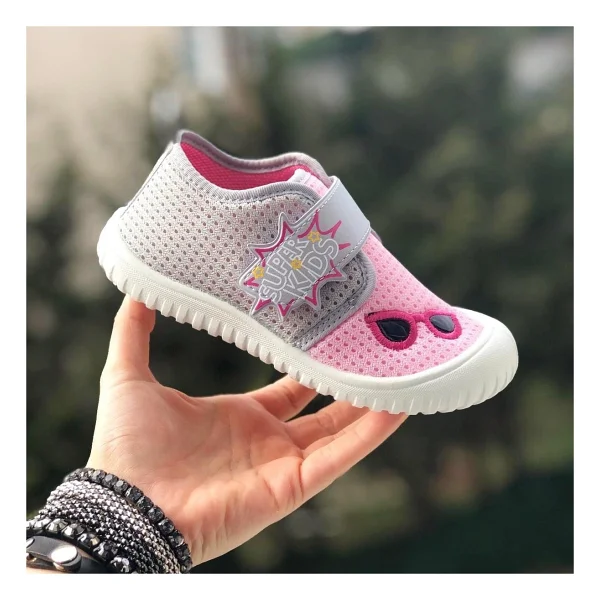 Gezer Çocuk Ev Okul Kreş Ayakkabısı ,Kaydırmaz Taban Kreş ,Ev ,Okul Ayakkabısı - 27 - Pembe - Görsel 2