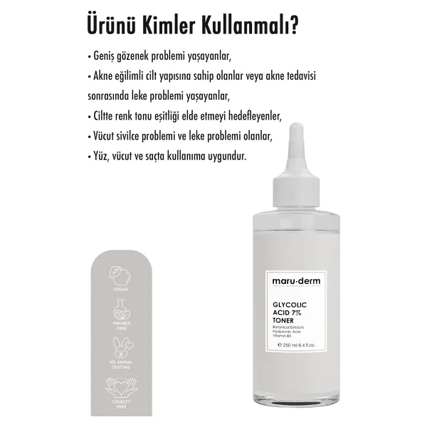 Maru.Derm Glikolik Asit %7 Aydınlatıcı Ve Leke Karşıtı Tonik 250 Ml - Görsel 5