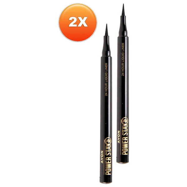 Avon Power Stay Blackest Black 2 Adet Likit Eyeliner - Görsel 2