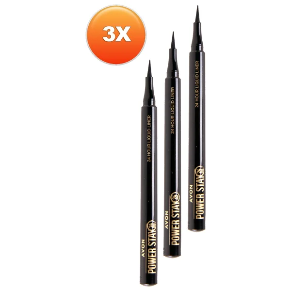 Avon Power Stay Blackest Black 3 Adet Likit Eyeliner - Görsel 2