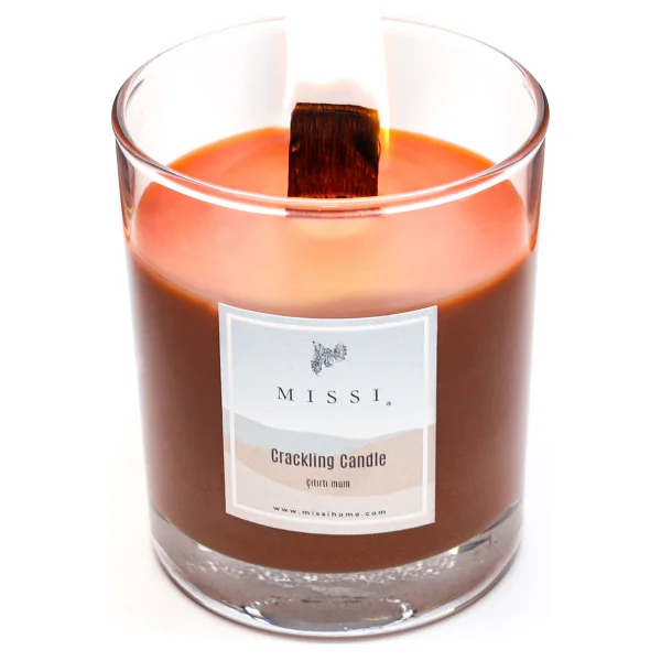 Missi Ahşap Fitilli Dark Wood Kokulu Kahverengi Craklıng Vegan Mum (Çıtırtılı) - Görsel 4