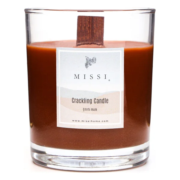 Missi Ahşap Fitilli Dark Wood Kokulu Kahverengi Craklıng Vegan Mum (Çıtırtılı) - Görsel 2