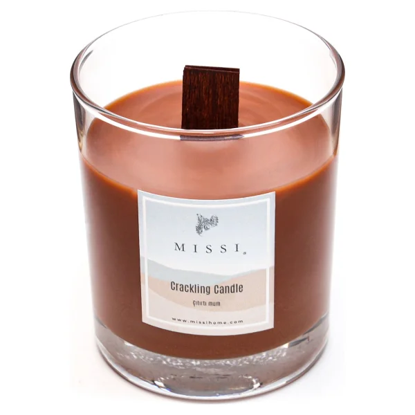 Missi Ahşap Fitilli Dark Wood Kokulu Kahverengi Craklıng Vegan Mum (Çıtırtılı) - Görsel 3