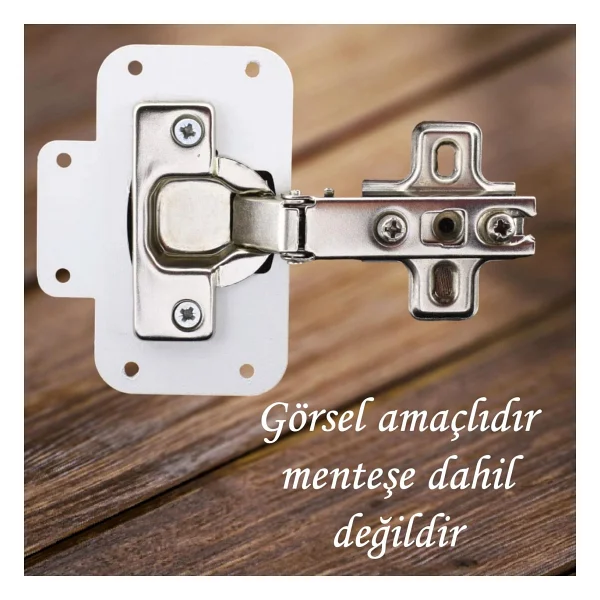 Glaswen Dolap Kapak Taş Menteşe Tamir Sacı Pratik Onarım Kiti Beyaz Metal Yuva Tablası 6.5 X 9 Cm - Görsel 4