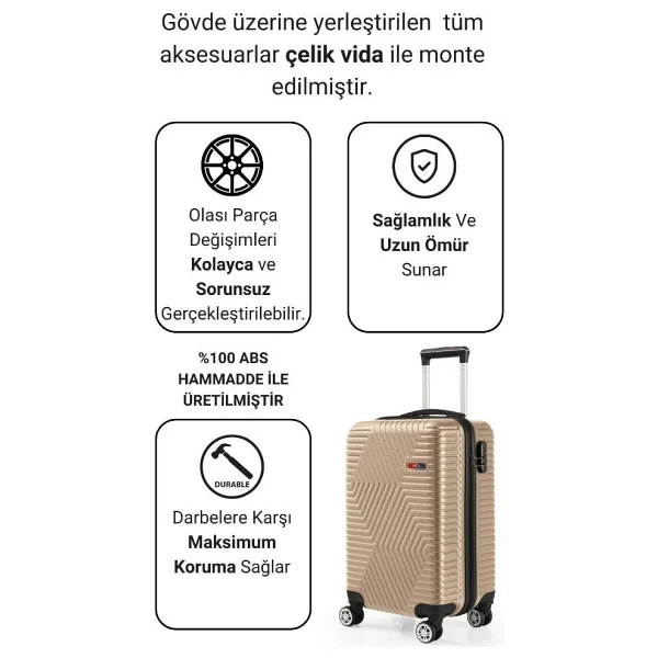 G&D Polo Suitcase Abs Gold Kabin Boy Valiz 600.06-K - Görsel 2