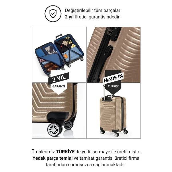 G&D Polo Suitcase Abs Gold Kabin Boy Valiz 600.06-K - Görsel 5