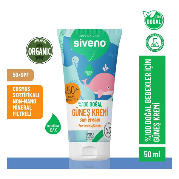 Siveno Doğal 50 Ml 50 Faktör Bebek Güneş Kremi - Görsel 8